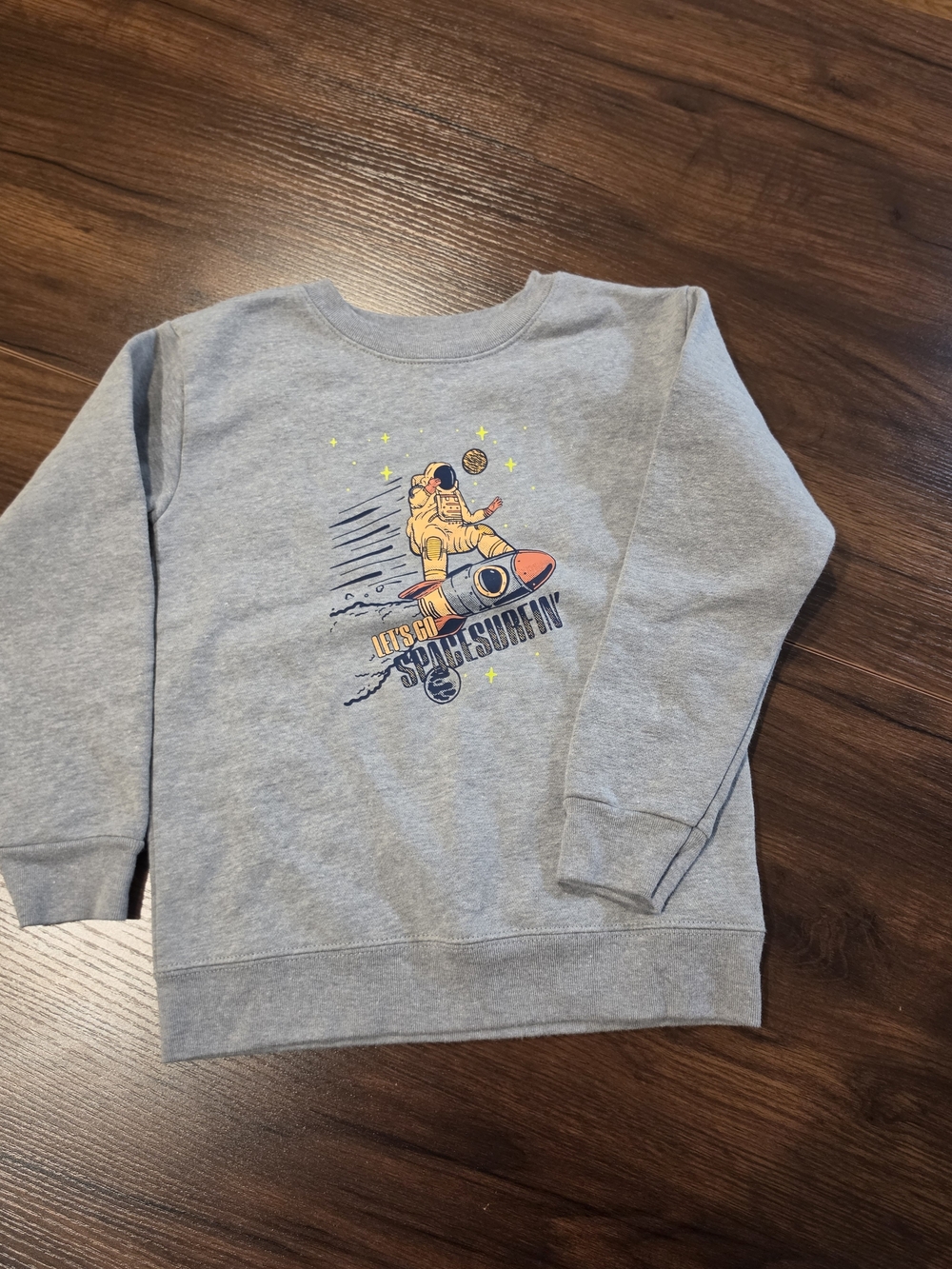 Garanimals Grey Sweatshirt with Yellow & Orange Rocket Astronaut Graphic